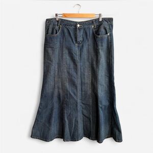 Baccini Dark Blue Flared Panel Denim Skirt-Jeans